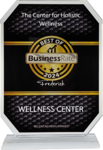The Center for Holistic Wellness" recognizing them as "BEST OF BusinessRate 2024 Wellness Center" in Frederick based on recent reviews